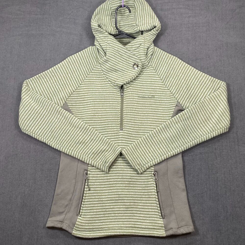 Avalanche Womens Striped Hooded Pullover Sweater Green & Gray Size Small